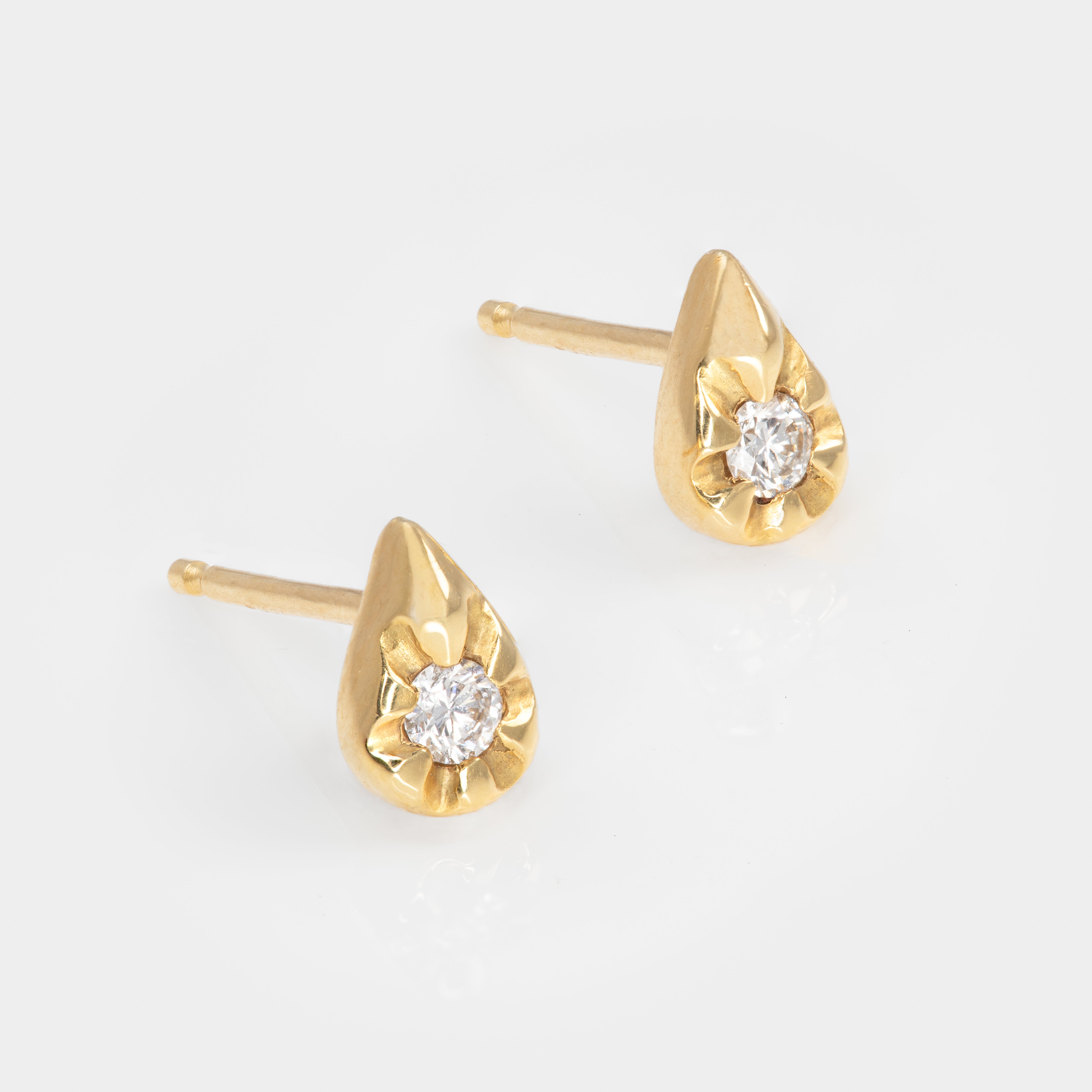 Diamond “Droplet Flower” Stud Earrings