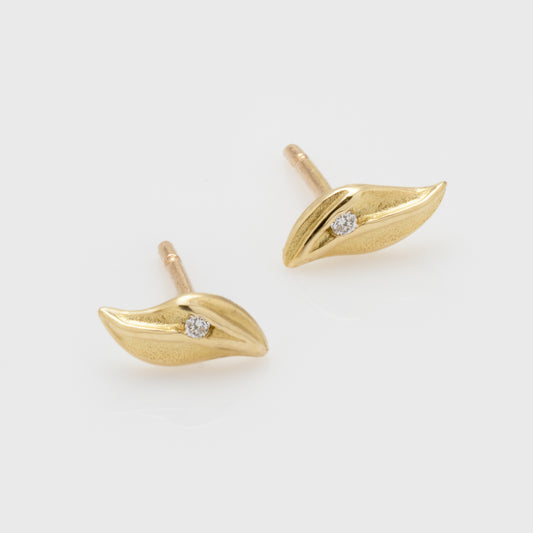 "Leaf" Diamond Stud Earrings