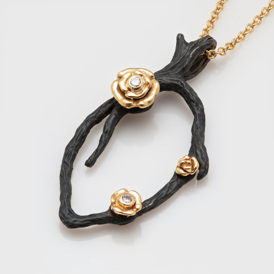 Blackened Cobald Chrome Flower Pendant