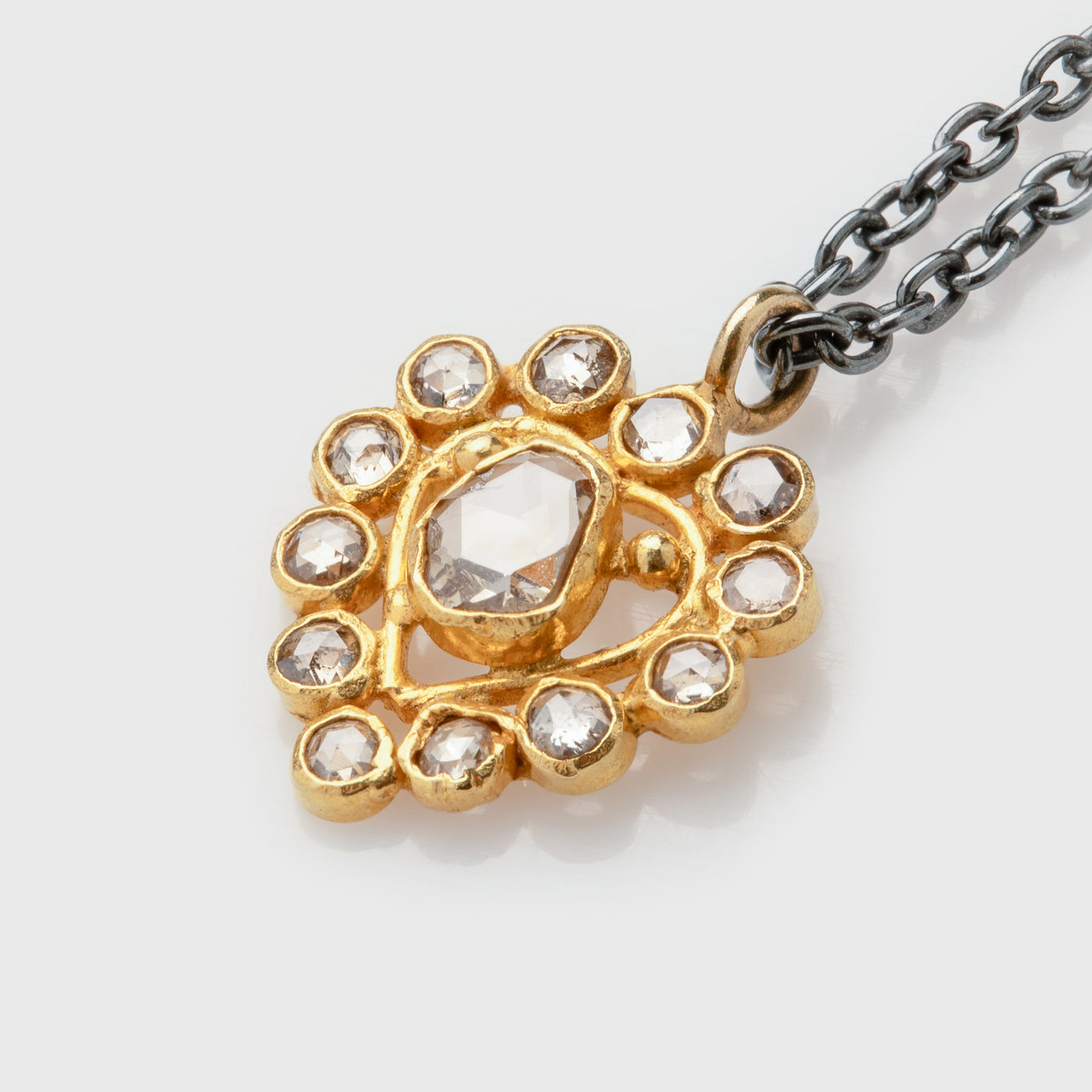 Organic Shaped Diamond Heart Necklace