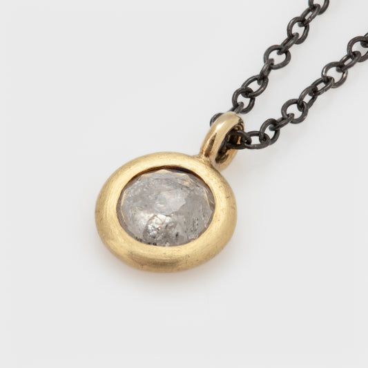 Mixed Metal Rose Cut Diamond Necklace