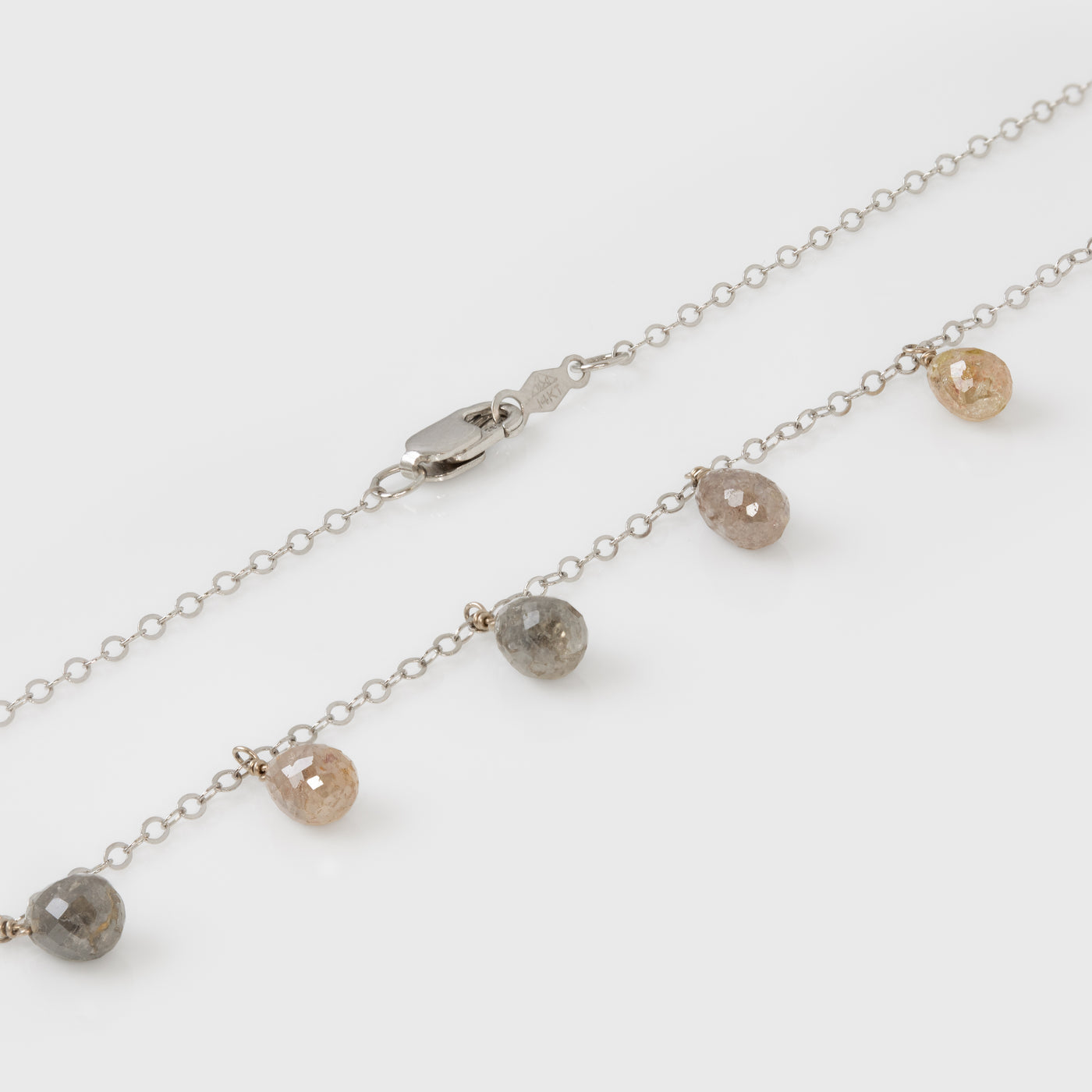 Necklace with beaded chain on a white background