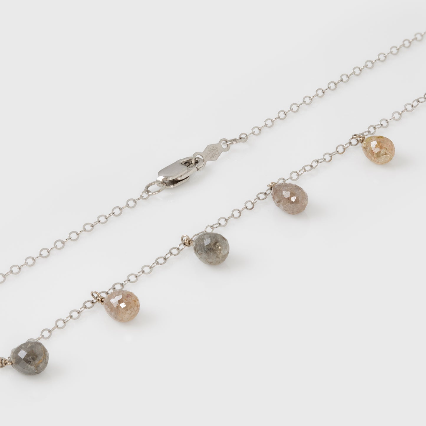 Necklace with beaded chain on a white background