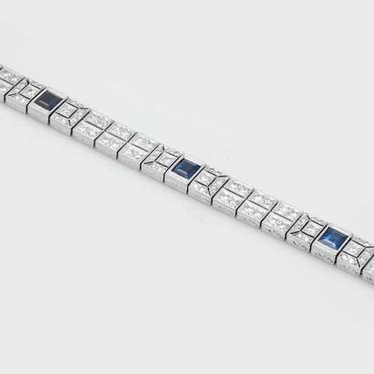 Art Deco 30s Sapphire & Diamond Bracelet