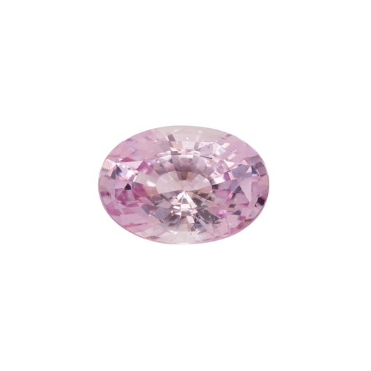 Pink oval gemstone on a white background