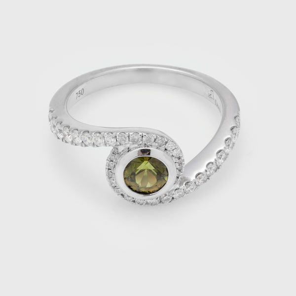 Swirl Green Sapphire Ring