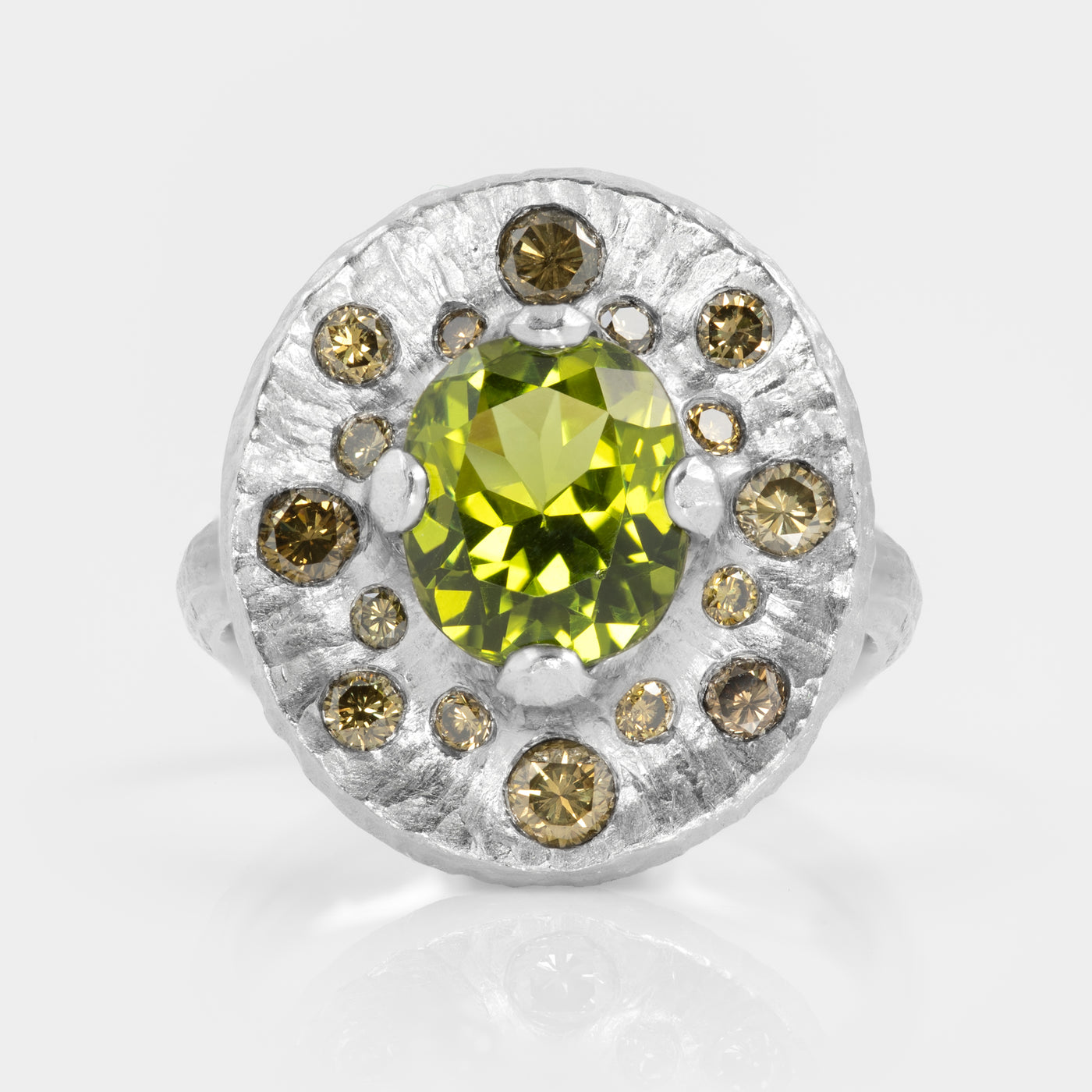Peridot & Green Diamond Ring