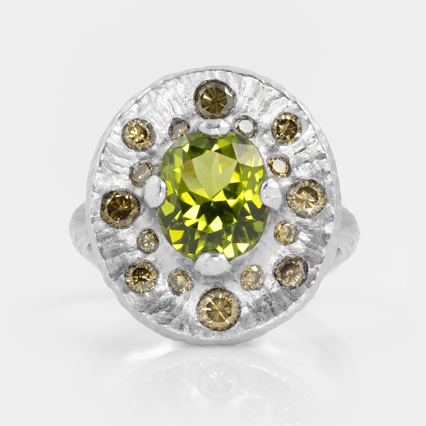 Peridot & Green Diamond Ring