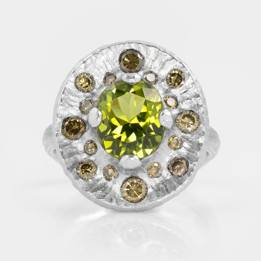 Peridot & Green Diamond Ring