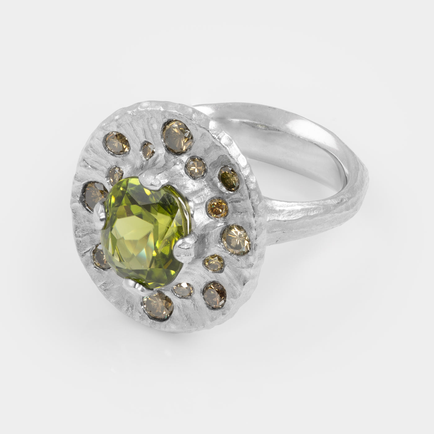 Peridot & Green Diamond Ring