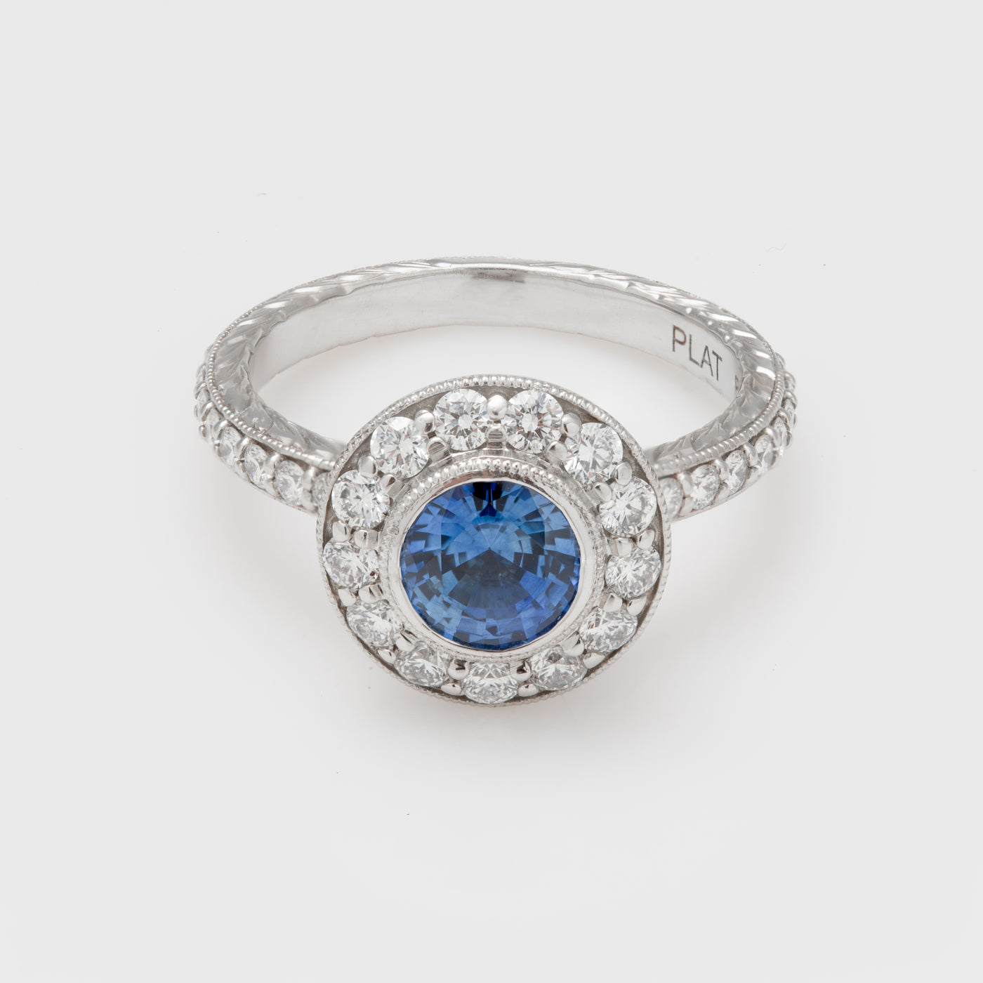 Blue Sapphire and Diamond Ring