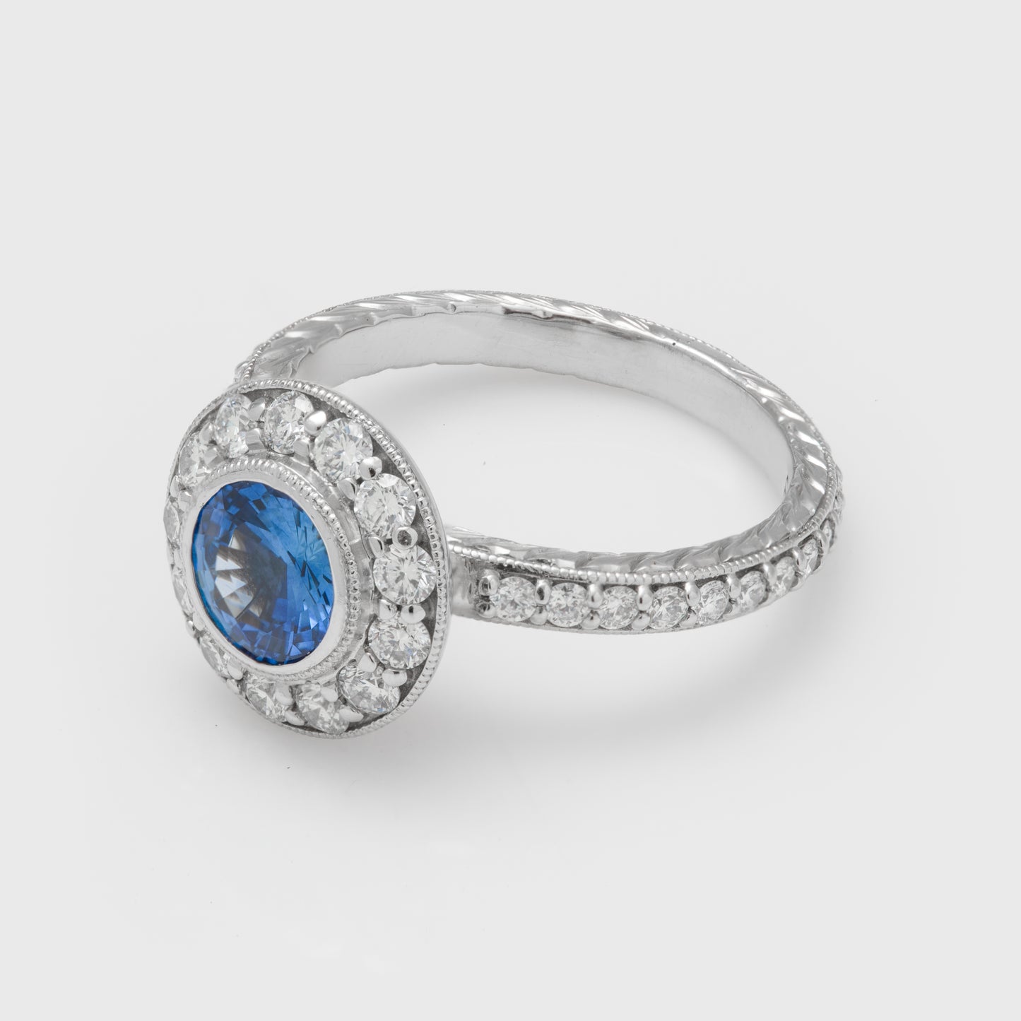 Blue Sapphire and Diamond Ring