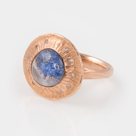 Rose Gold Dumortierite Ring