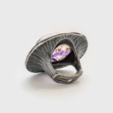 Amethyst and Diamond Ring in Gold Dusted Silver