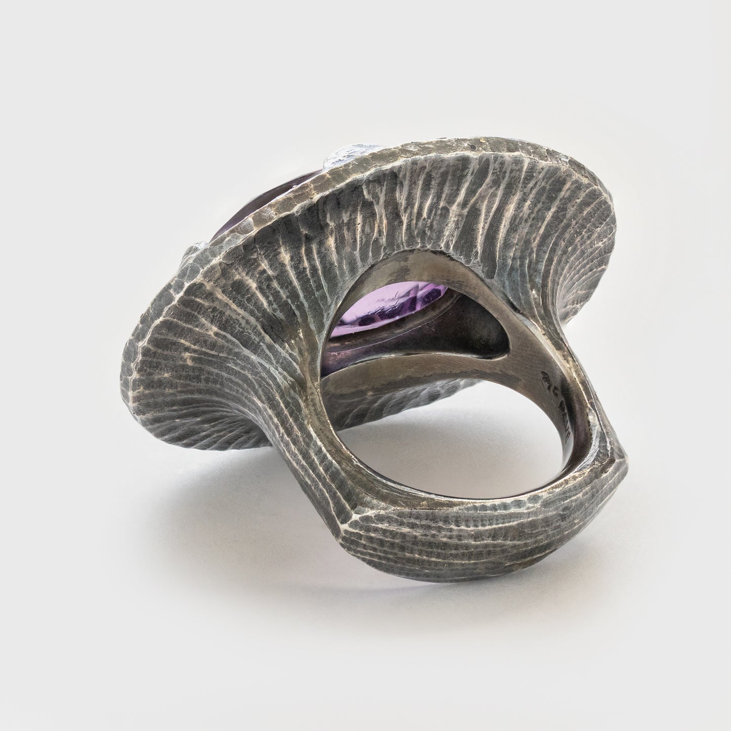 Amethyst and Diamond Ring in Argentium Silver