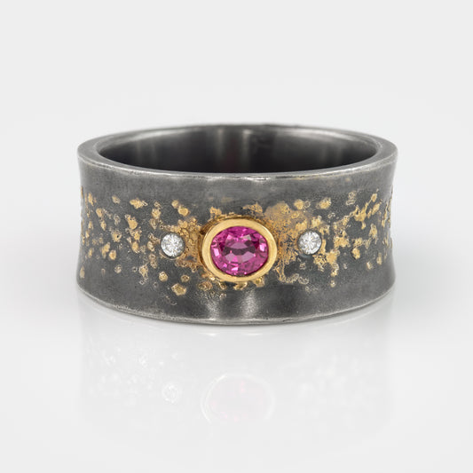 Pink Sapphire Gold Dust Ring