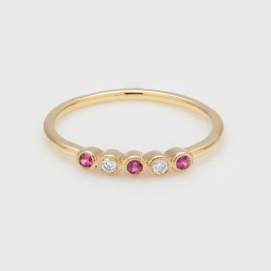 Dainty Ruby & Diamond Ring