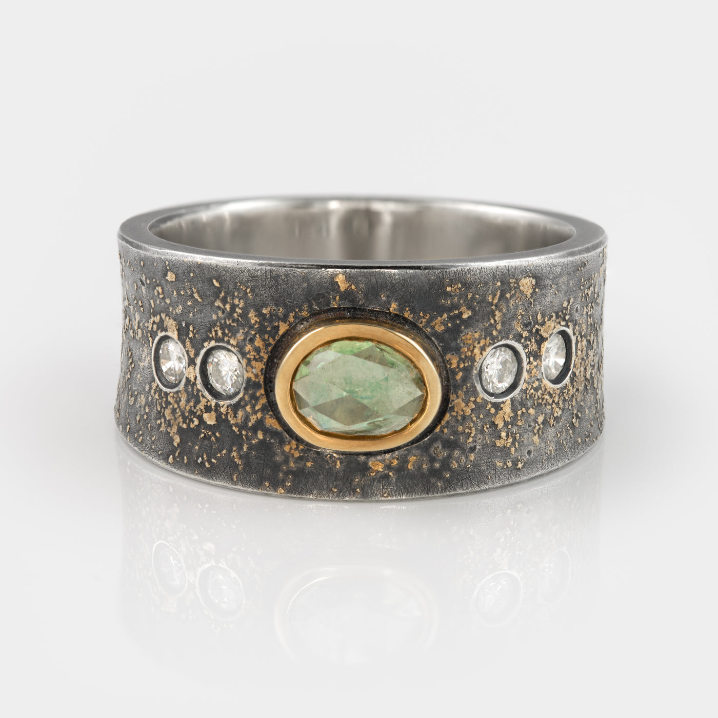 Green Sapphire Gold Dust Ring
