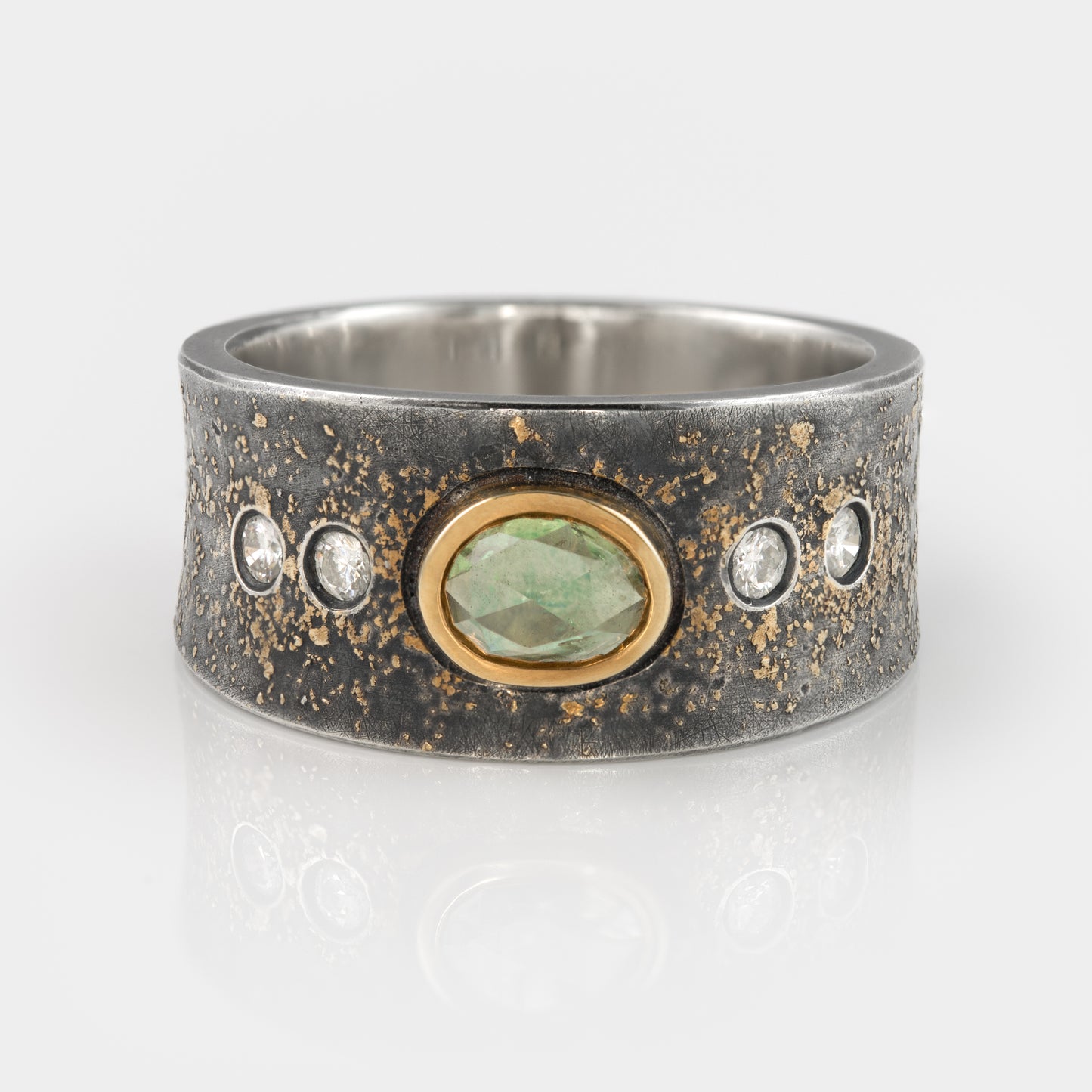Green Sapphire Gold Dust Ring