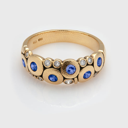 18K Candy Sapphire & Diamond Dome Ring