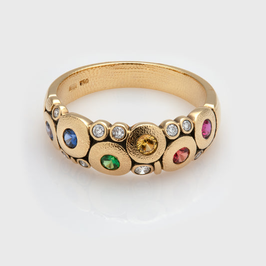 18K Candy Sapphire & Diamond Dome Ring