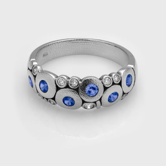 Platinum Candy Sapphire & Diamond Dome Ring