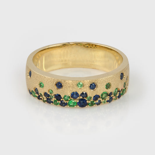 Sapphire & Tsavorite Confetti Band