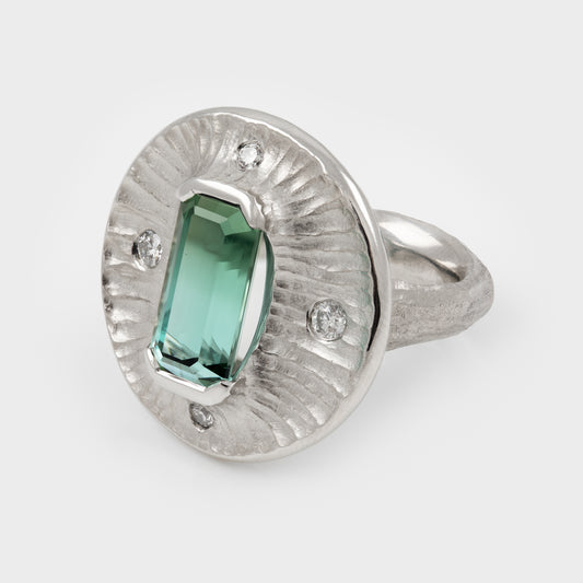 "Winter Lake" Tourmaline Platinum Ring