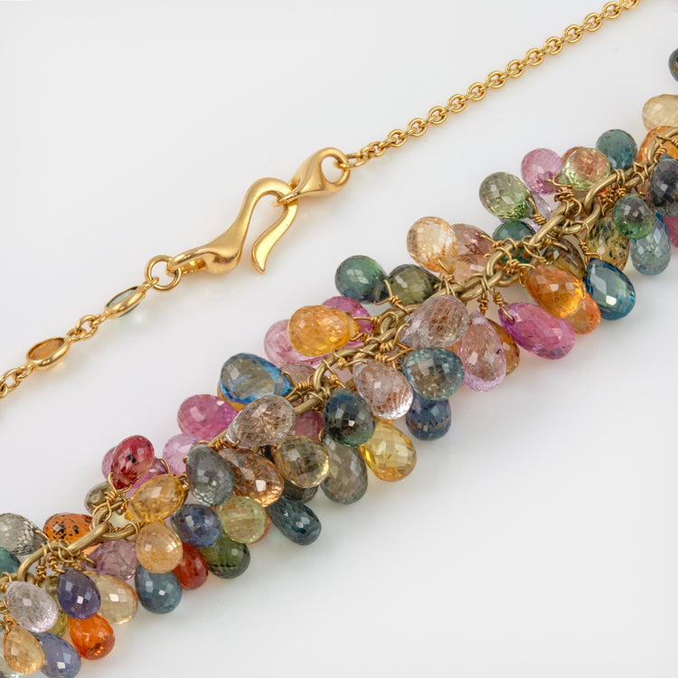 Rainbow Sapphire Briolette Necklace