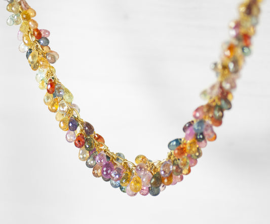 Rainbow Sapphire Briolette Necklace