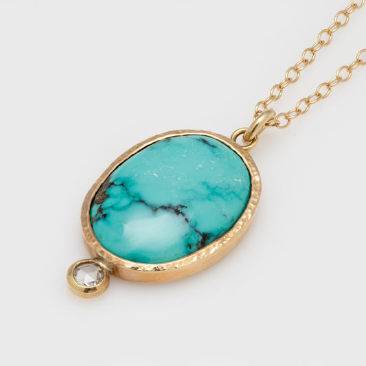 Yellow Gold and Turquoise Necklace