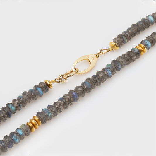 Yellow Gold and Labradorite Necklace