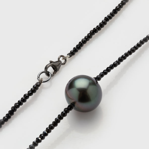 Tahitian Pearl and black Spinel Necklace