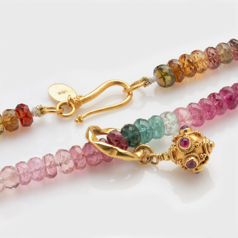 Colorful Tourmaline Necklace with Gold Pendant