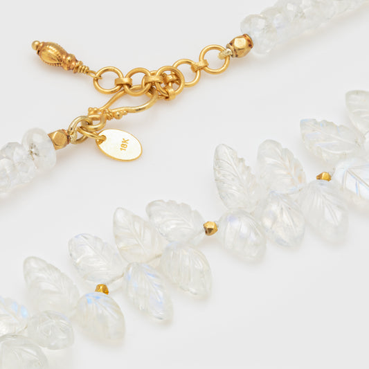 Rainbow Moonstone Feather Necklace
