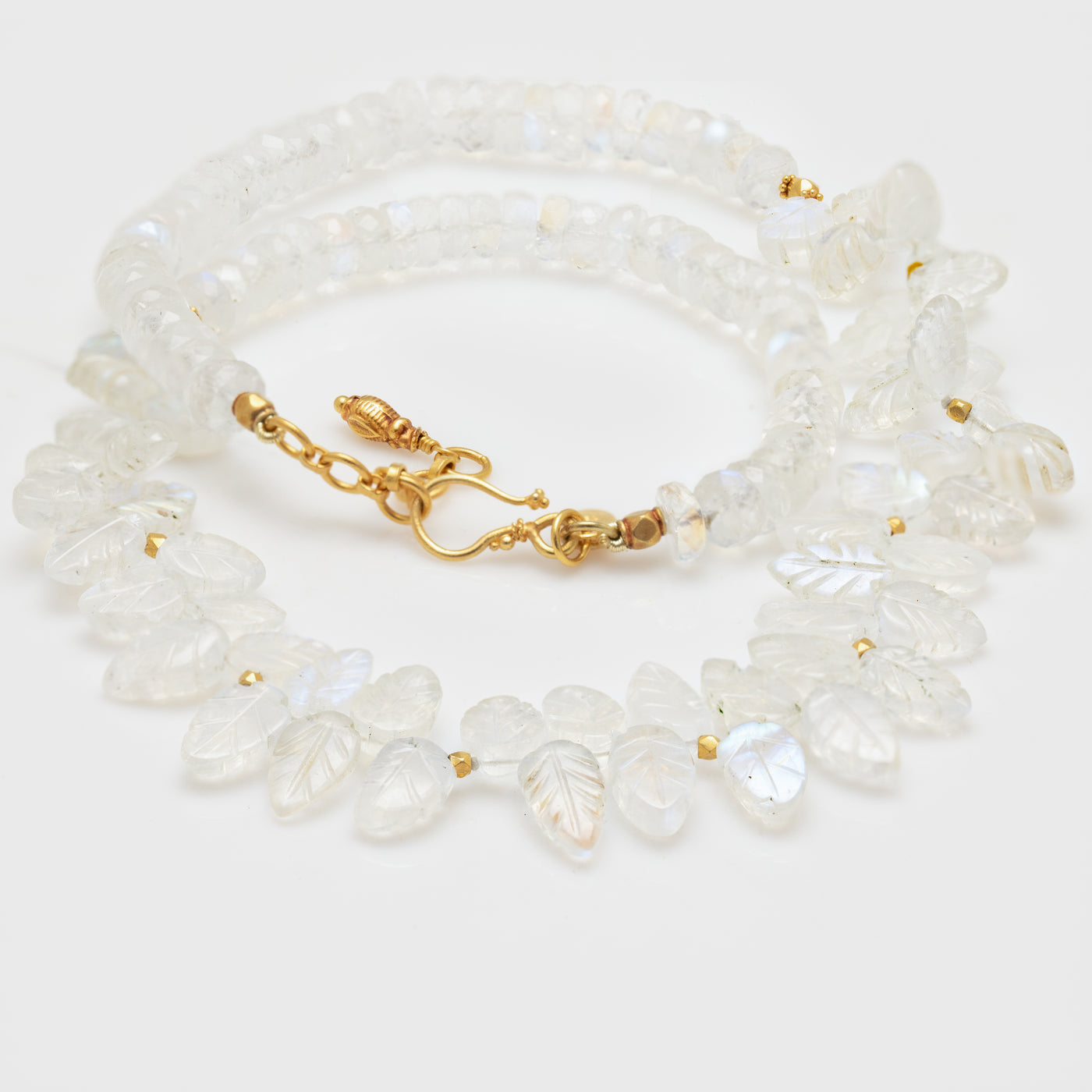 Rainbow Moonstone Feather Necklace