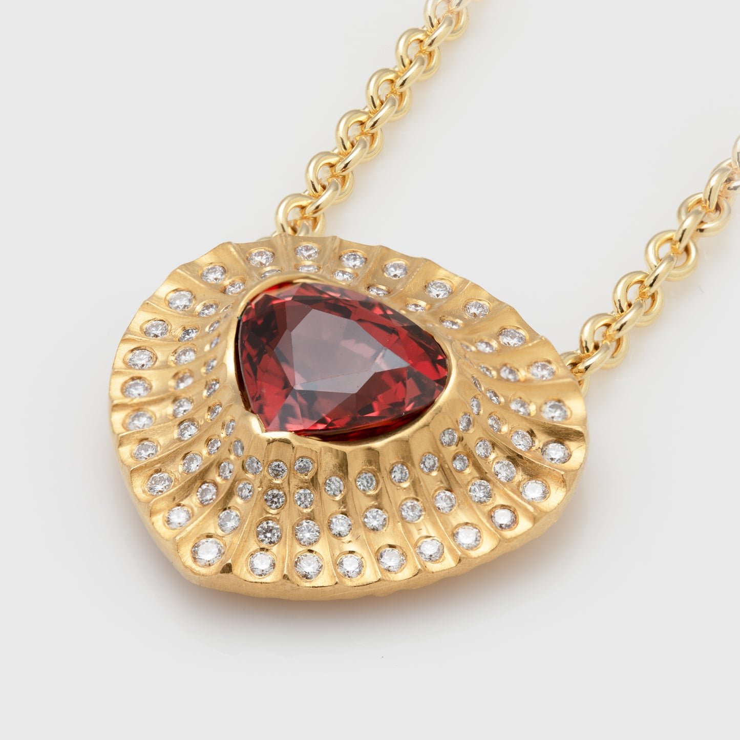 Spessartite Garnet & Diamond Heart Necklace
