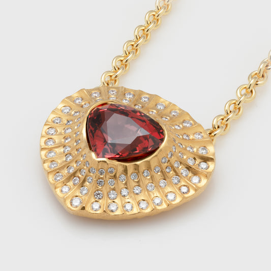 Spessartite Garnet & Diamond Heart Necklace