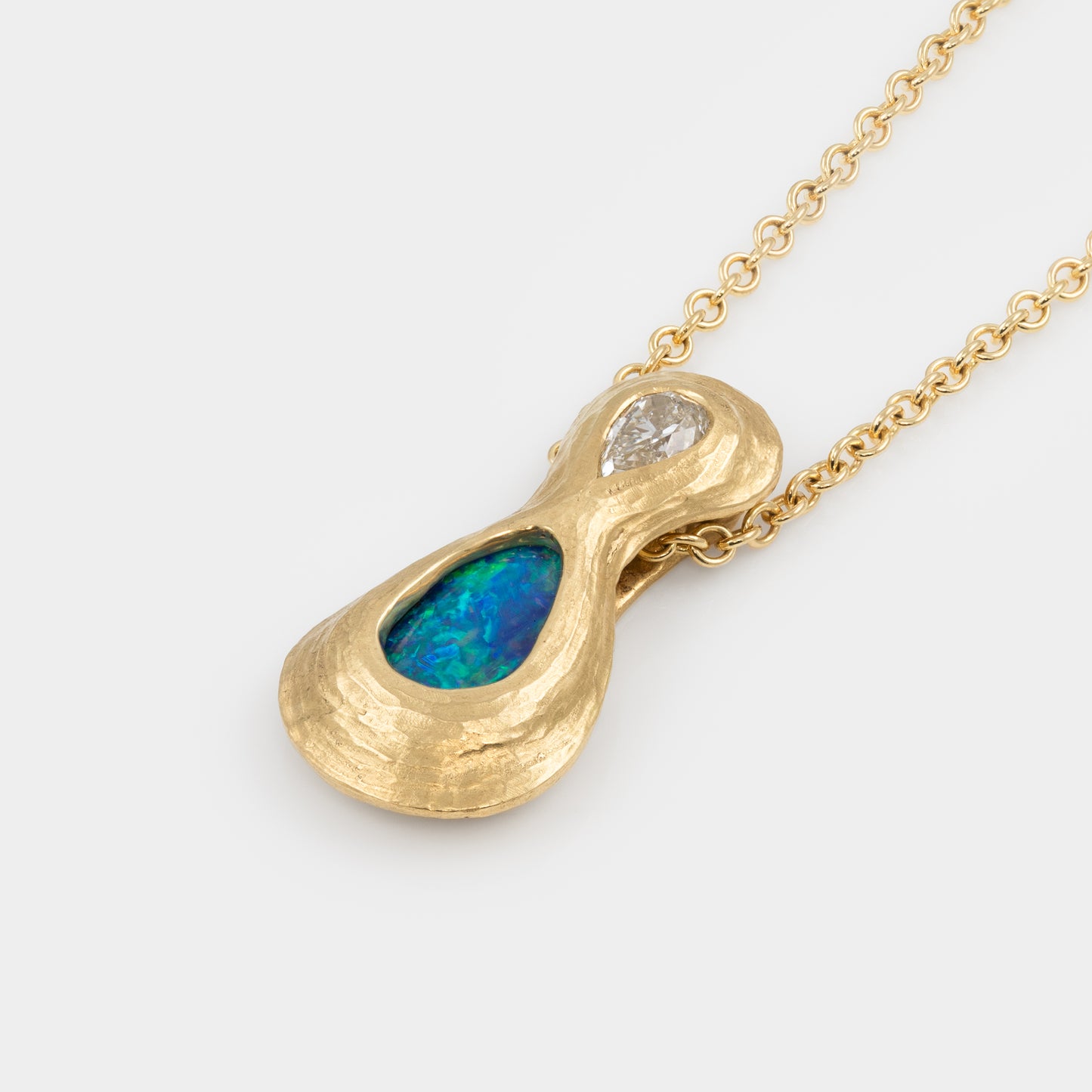 Boulder Opal and Diamond Pendant Necklace