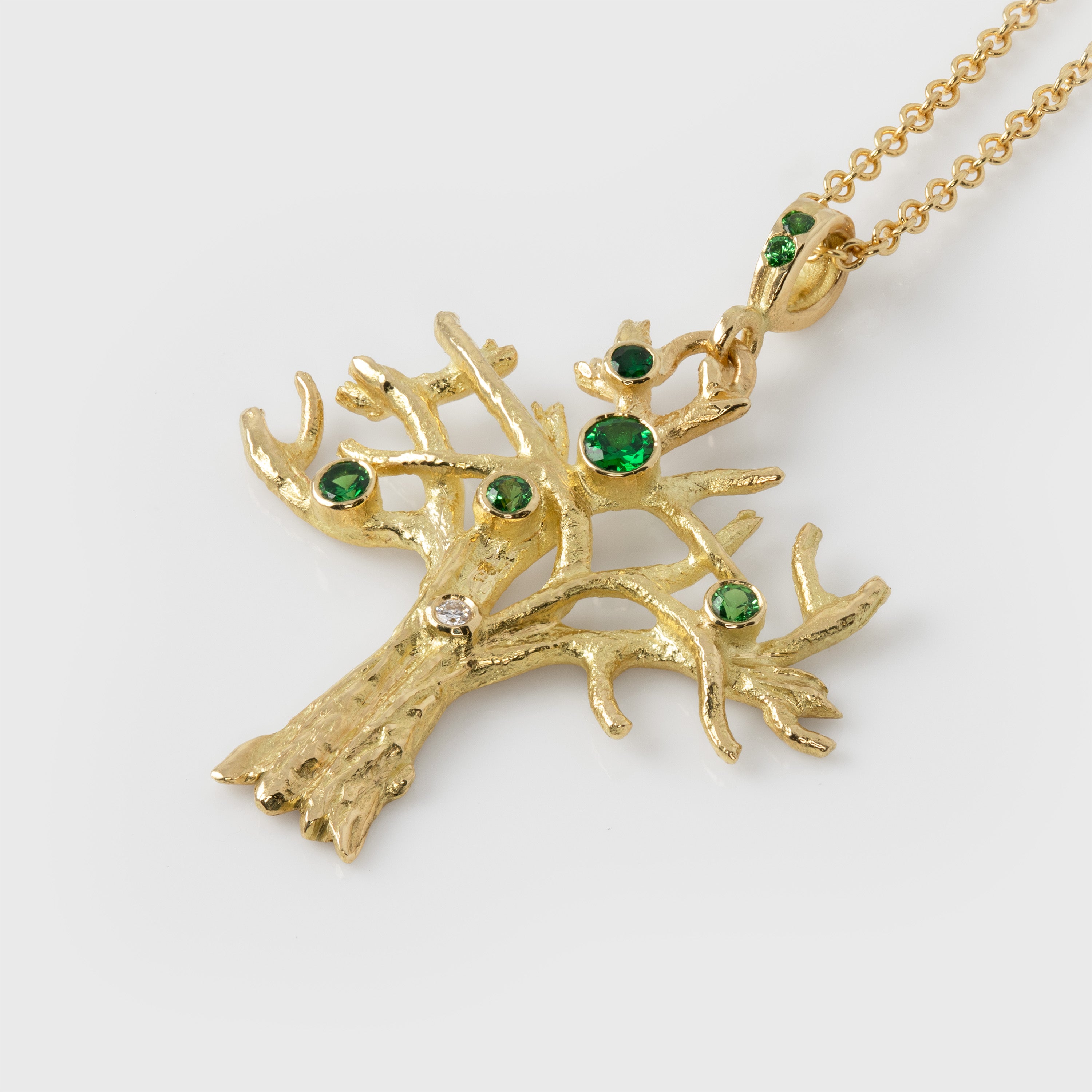 Baby Tree Tsavorite Necklace – Pavé Fine Jewelry Design