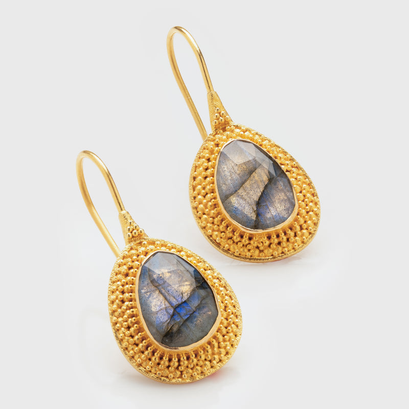 Labradorite Gold Earrings