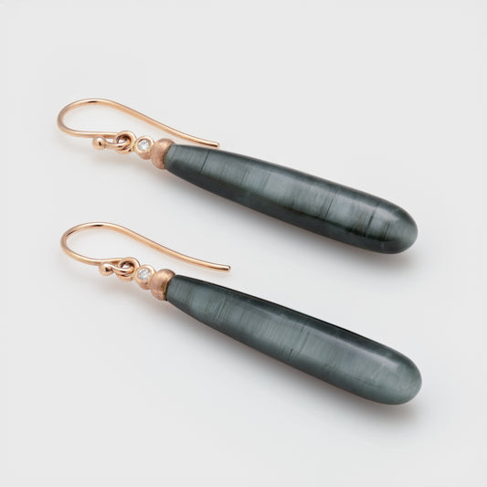 Rose Gold and Gray Quartz Earrings