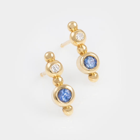 Sapphire and Diamond “Elixir Top” Stud Earrings