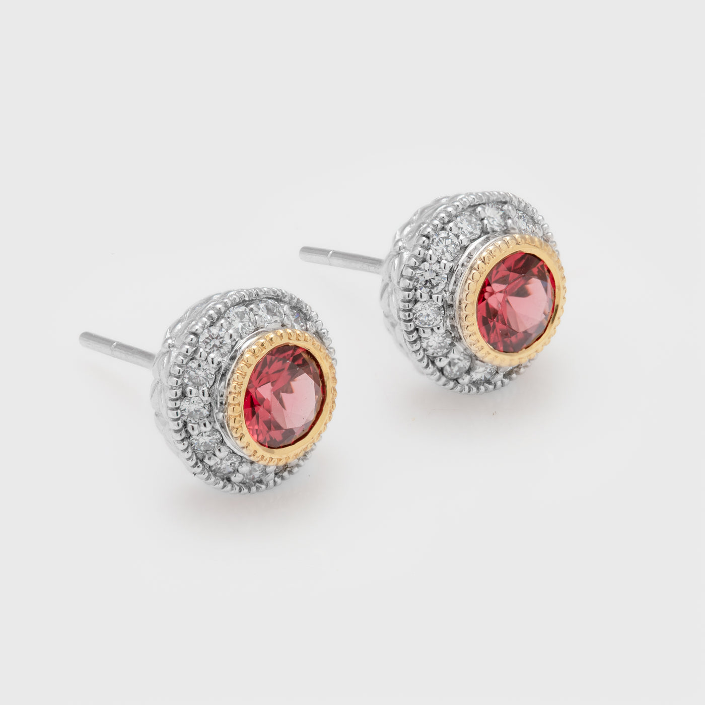 Spinel & Diamond Stud Earrings