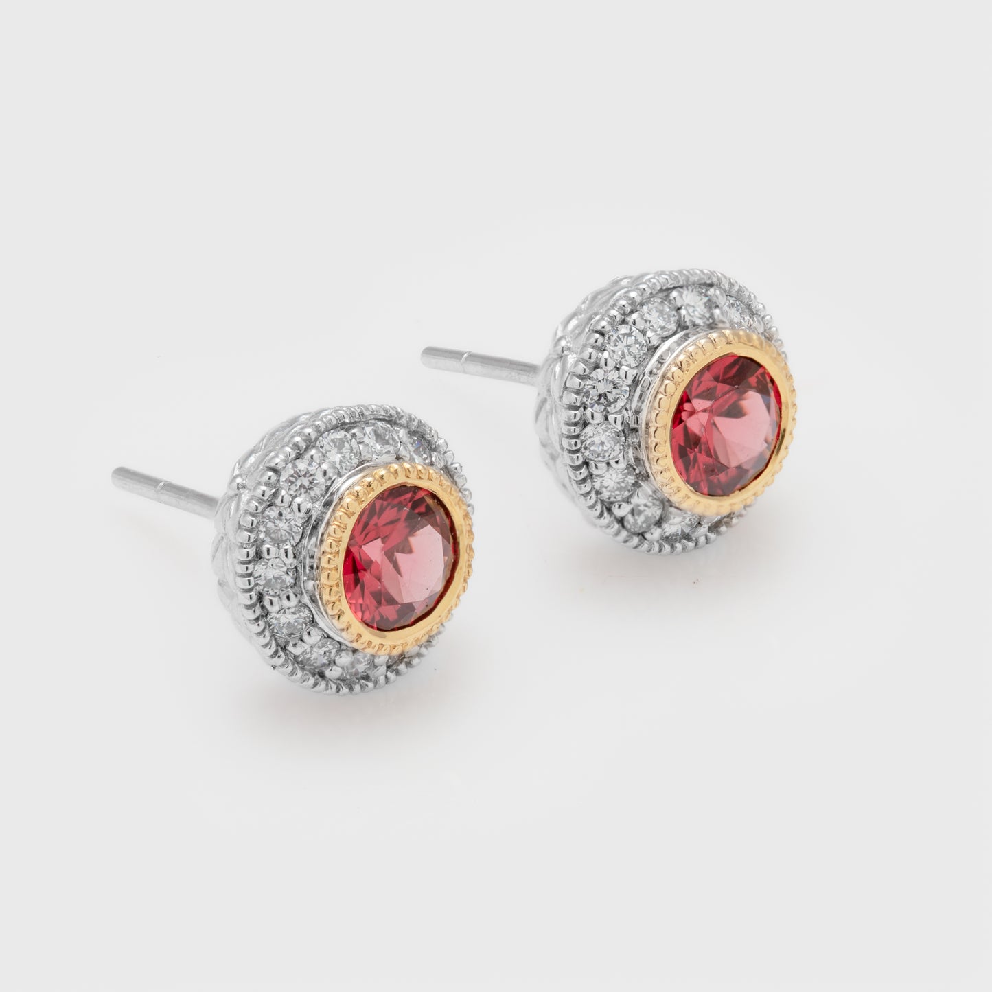 Spinel & Diamond Stud Earrings