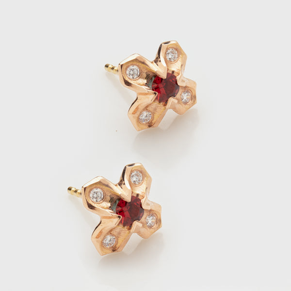 Spinel Flower Earrings