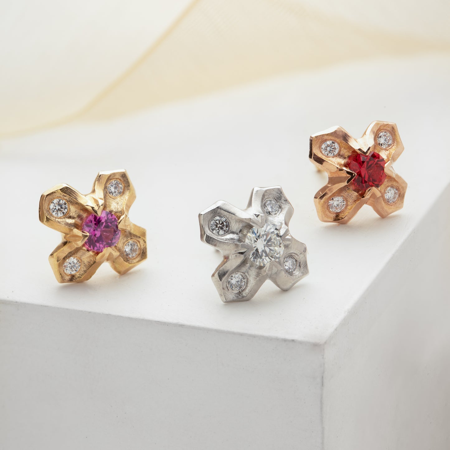 Spinel Flower Earrings