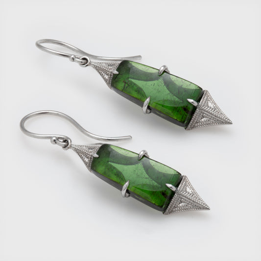 Platinum Green Tourmaline Earrings