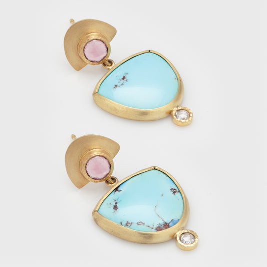 Kazakhstan Golden Hill Turquoise Earrings