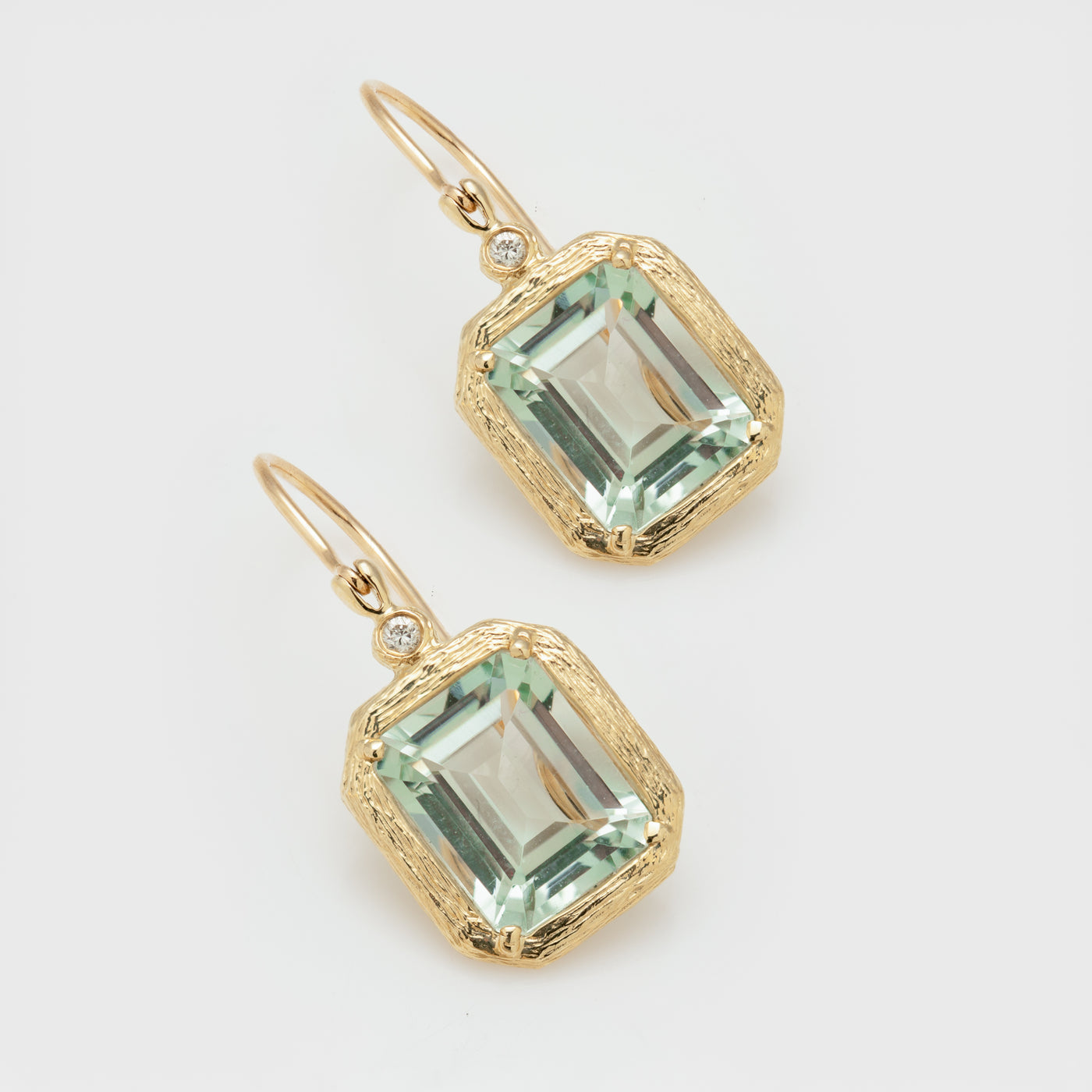 Emerald Cut green Amethyst Earrings